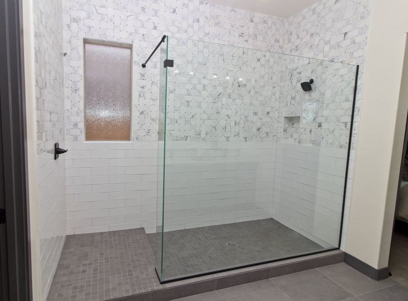 Minimalist Shower with Monochrome Tiles